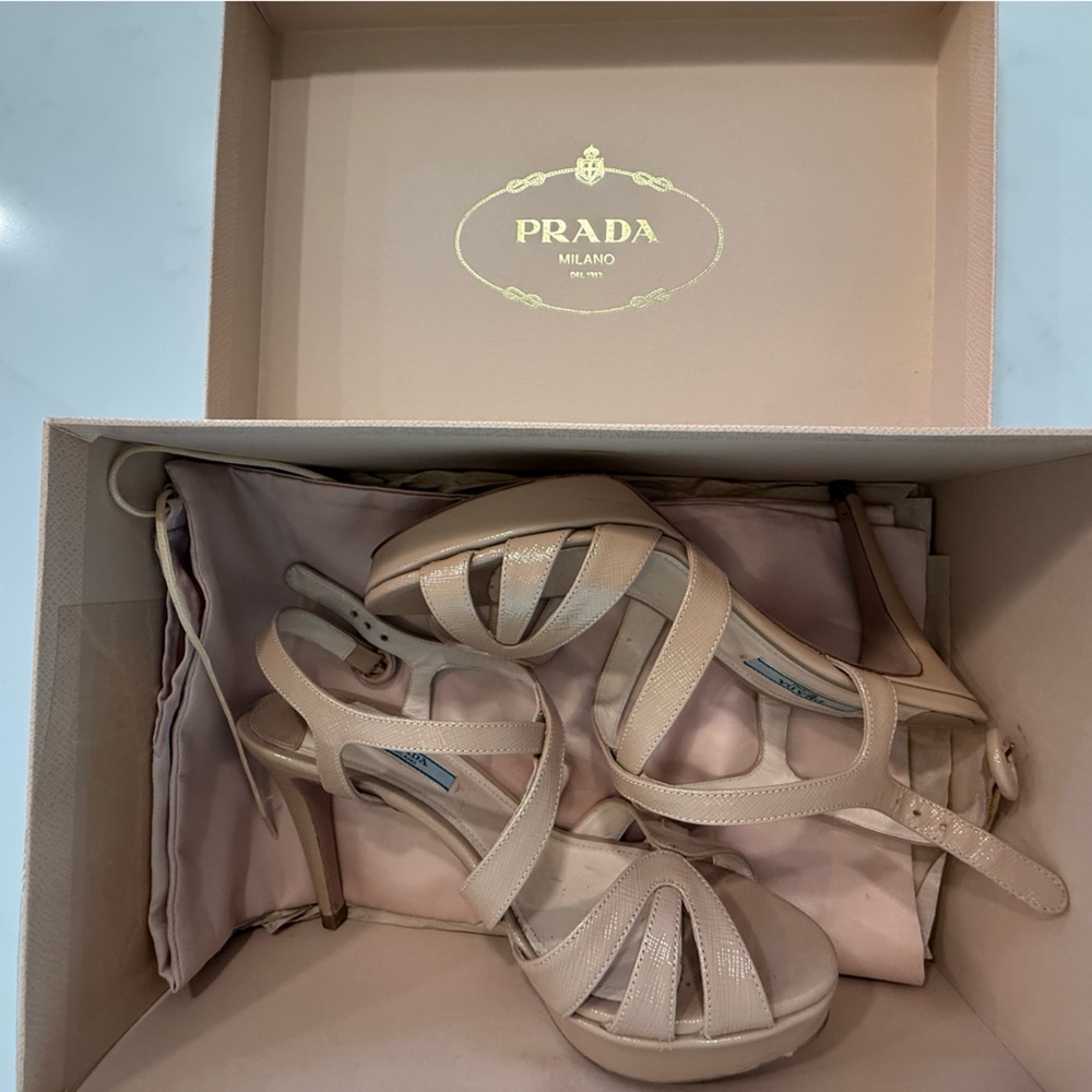 Prada Women's Beige Strappy Heels